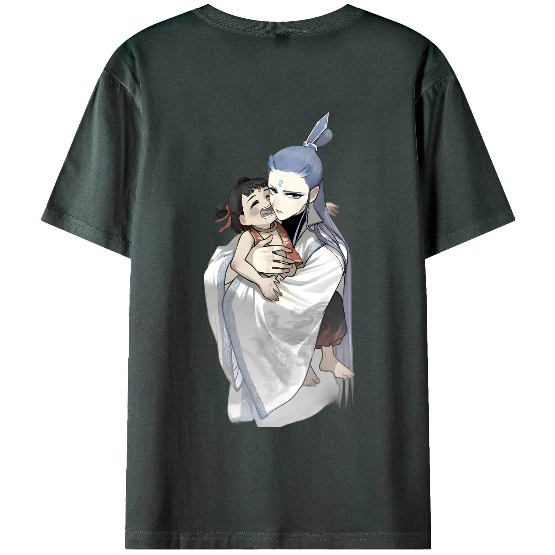 （画像用） Ne Zha 2 ナタ 魔童の大暴れ 綿100％ メンズ半袖Tシャツ（バックプリント） 通気性